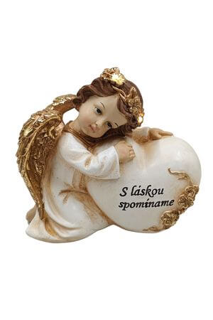 Anděl na hrob se srdcem LED 17cm