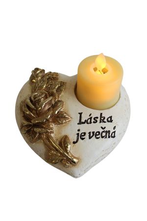 Srdce na hrob s LED sviečkou 10cm