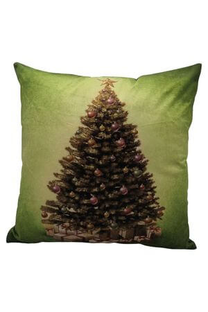 Zelený sametový polštář Vánoční stromek 45cm