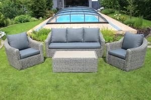 Šedé zahradní ratanové sezení se stolem 4-set