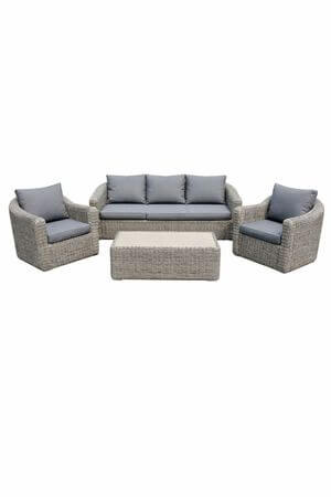 Sivé záhradné ratanové sedenie so stolom 4-set