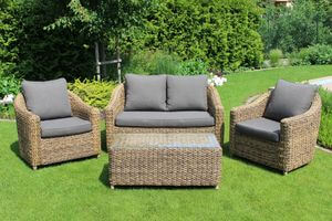 Hnědé zahradní ratanové sezení se stolem 4-set