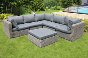 Šedé zahradní ratanové sezení 6-set