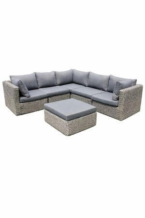 Sivé záhradné ratanové sedenie 6-set