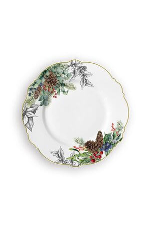 Karácsonyi desszertes tányér tobozokkal 20cm