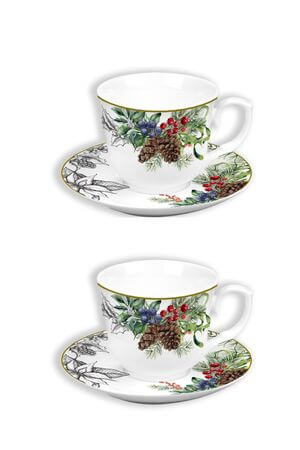 Toboz mintás csészék, csészealjakkal 2-szett