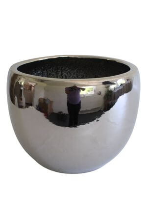 Strieborný okrúhly keramický kvetináč 29cm
