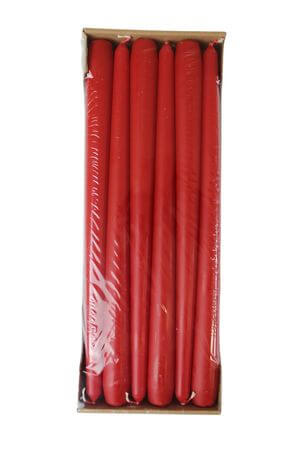 Piros kónikus gyertyák 12db 30cm