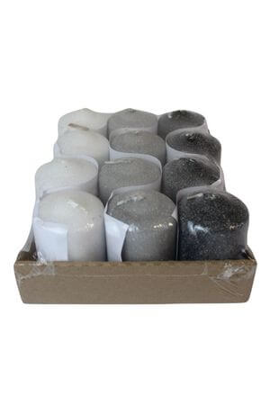 Fehér, szürke és fekete jeges gyertyák 12db 7cm