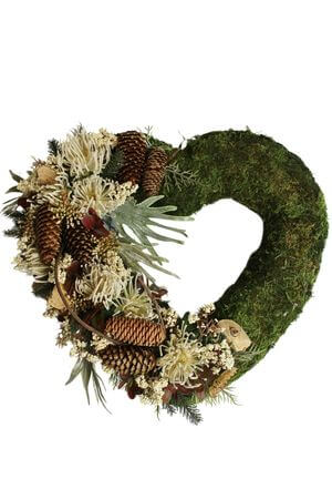 Moha szív koszorú sírra 53cm