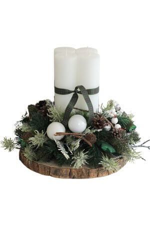 Bílý adventní svícen na stůl 30cm