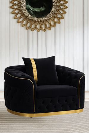 Čierne zamatové kreslo ELISA 119cm