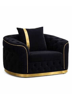 Čierne zamatové kreslo ELISA 119cm