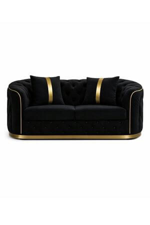 Čierna zamatová 2-sedačka ELISA 173cm