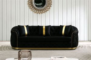 Čierna zamatová 3-sedačka ELISA 227cm
