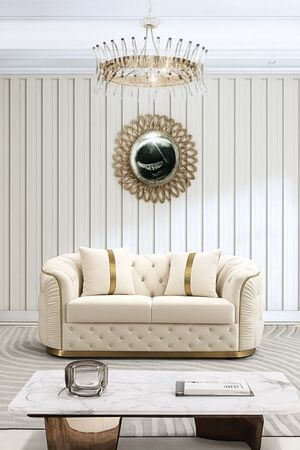 Krémszínű bársony 2személyes ELISA kanapé 173cm