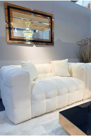 Krémová 2-sedačka z plyšového buklé 170cm