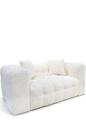 Krémová 2-sedačka z plyšového buklé 170cm