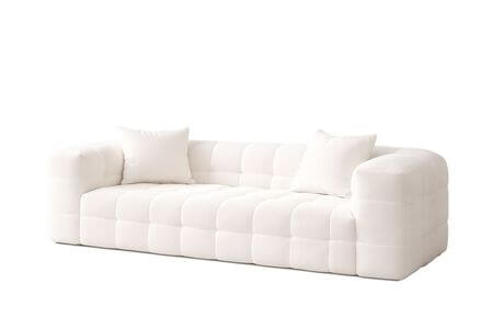 Krémová 4-sedačka z plyšového buklé 245cm