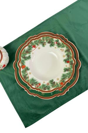 Zöld bársony asztali futó 150cm