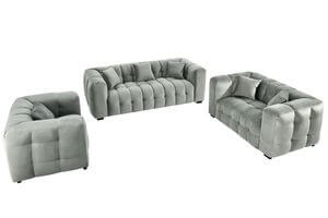 Szürke bársony kanapé 3szett