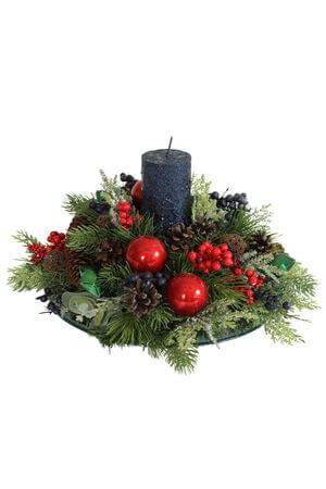 Modrý adventní svícen na stůl 30cm