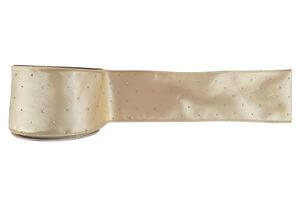 Krémová stuha s kamienkami 6cm x 10m