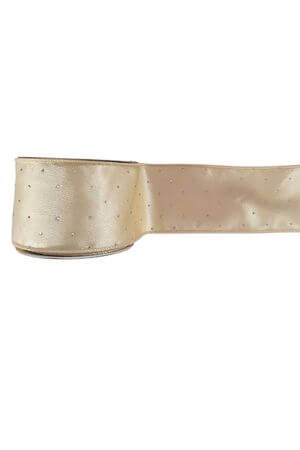 Krémová stuha s kamienkami 6cm x 10m