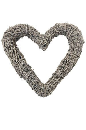 Sivé prútené srdce 52cm