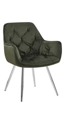 Tmavzelená stolička so striebornými nohami 85cm