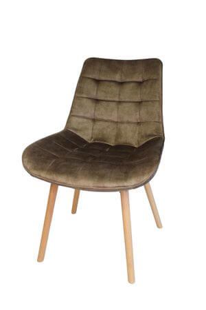 Hnedá zamatová stolička s drevenými nohami 83cm