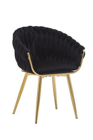 Čierno zlatá zamatová stolička LUX 84cm