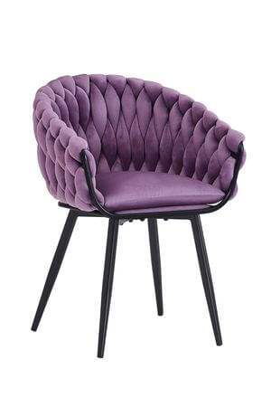 Fialovo čierna zamatová stolička LUX 84cm