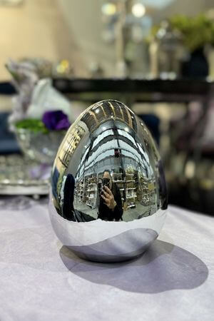 Strieborné porcelánové vajce 16cm