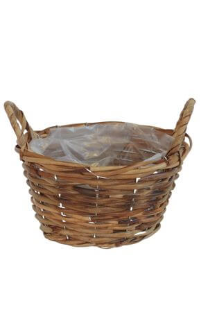 Barna rattan kosár fülekkel 20cm