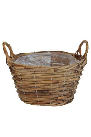 Barna rattan kosár fülekkel 24cm