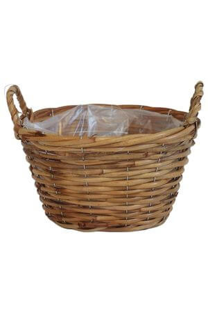 Barna rattan kosár fülekkel 28cm