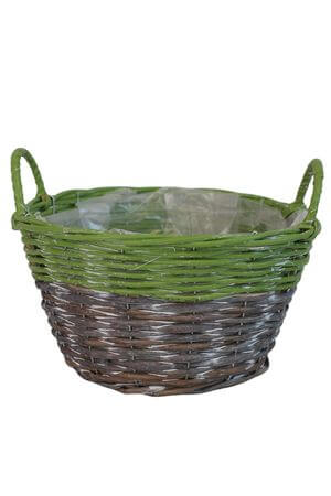 Barna-zöld füles kosár 28cm