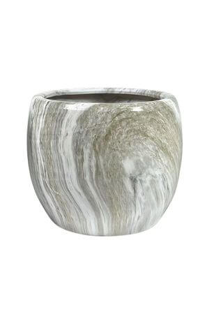 Sivo bílý keramický květináč 19cm
