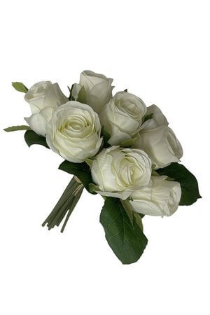 Biela umelá kytička ruží 22cm