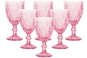 Ružové sklenené poháre na stopke 6ks 320ml