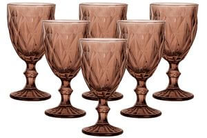 Hnedé sklenené poháre na stopke 6ks 320ml