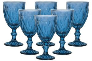 Modré sklenené poháre na stopke 6ks 320ml