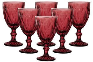 Červené sklenené poháre na stopke 6ks 320ml