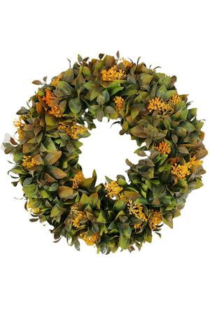 Oranžovo zelený umelý veniec 40cm