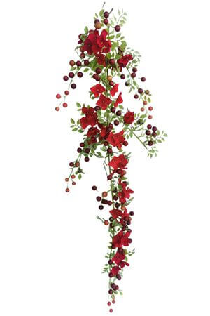 Červená kvetinová girlanda 76cm