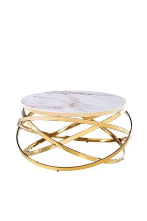 Zlatý konferenčný stolík MARBLE 80cm