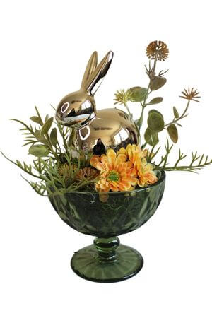 Jarná dekorácia so zlatým zajačikom 25cm