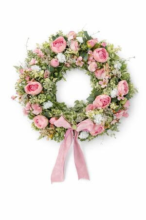 Ružovo modrý veniec na dvere  55cm