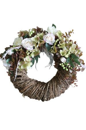 Hnedozelený veniec na dvere 44cm